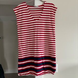 Vineyard Vines Red, White & blue Striped V-Neck Dress Size Medium
